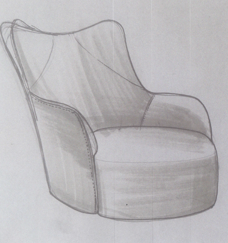 Esboço cadeirão - Mobiliário Hotelaria e Residências sénior