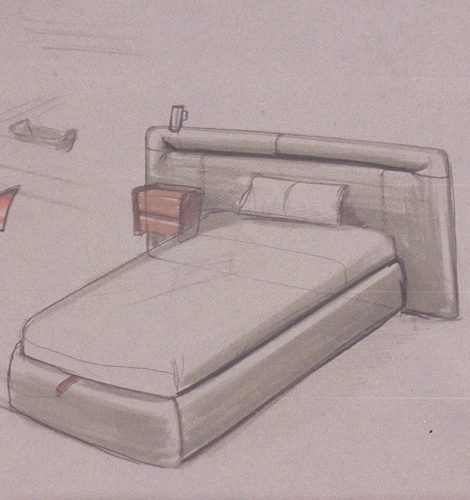 Esboço cama solteiro - Mobiliário Hotelaria e Residências sénior